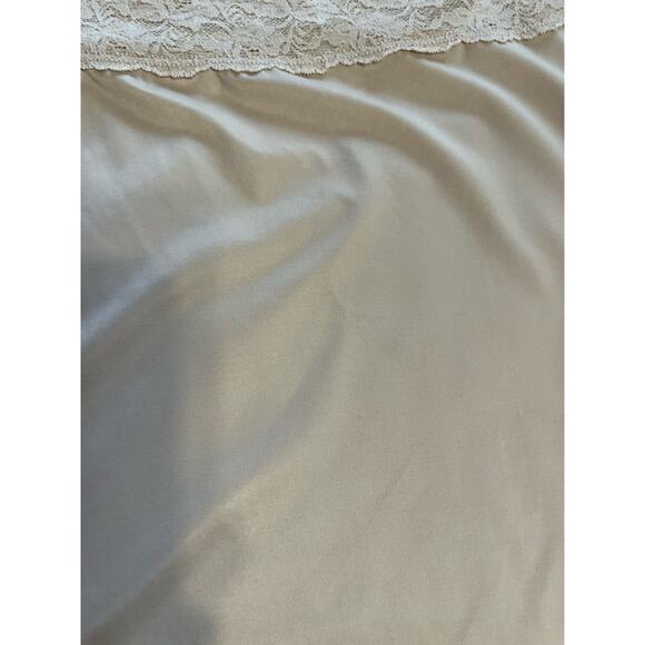 Vanity Fair Tan Floral Lace Waist Band Mini 16”Classic Slip Skirt Size Large - Picture 7 of 10